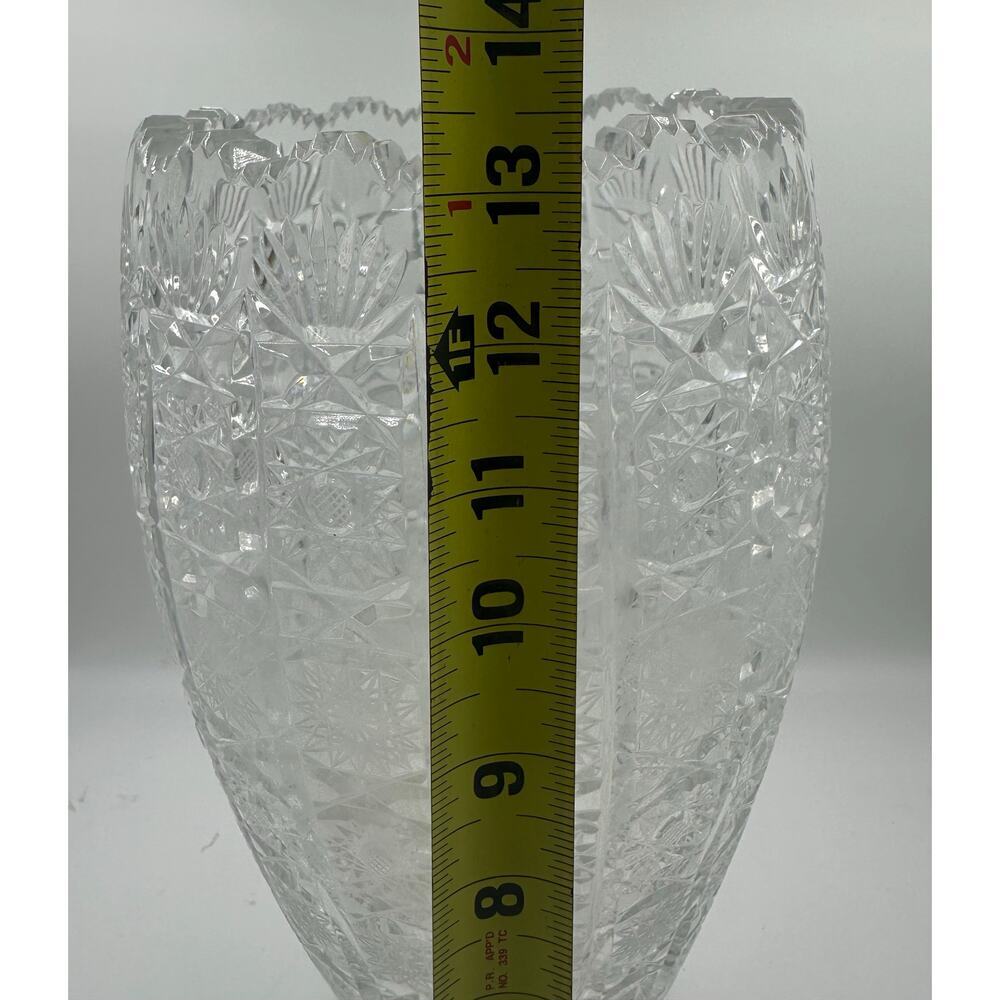 Vintage Antique American Brilliant Cut Crystal Large Ovoid Footed Vase - Picture 5 of 6